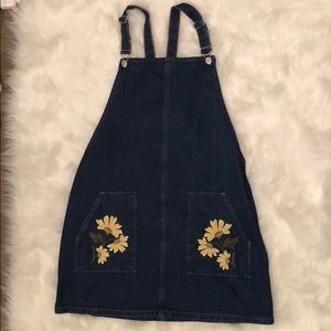 Top Shop Moto denim flower pocket pinafore dress